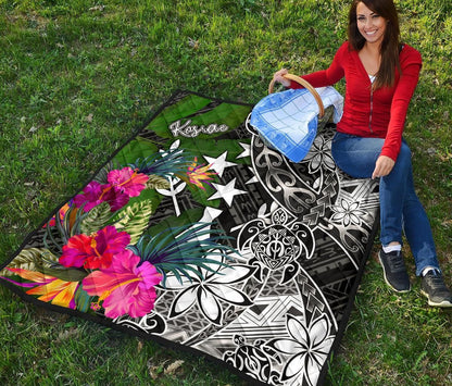 Kosrae Premium Quilt - Turtle Plumeria Banana Leaf