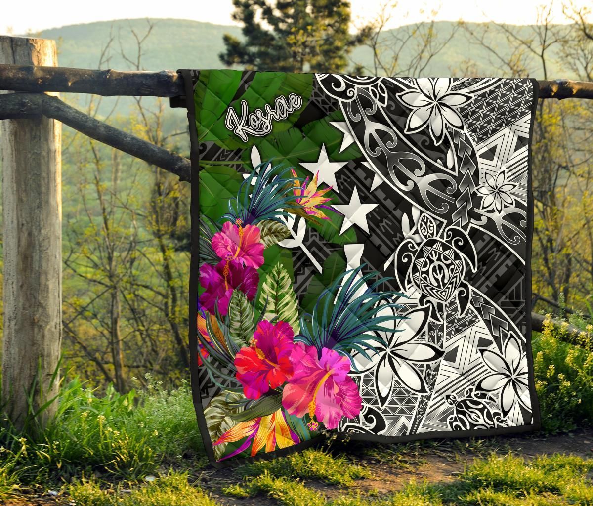 Kosrae Premium Quilt - Turtle Plumeria Banana Leaf