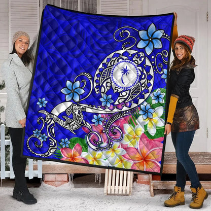 Kosrae Premium Quilt - Turtle Plumeria (Blue)
