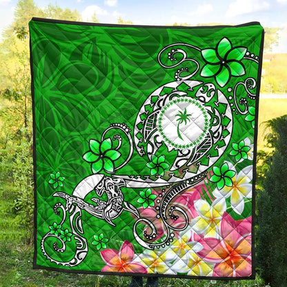 Kosrae Premium Quilt - Turtle Plumeria (Green)