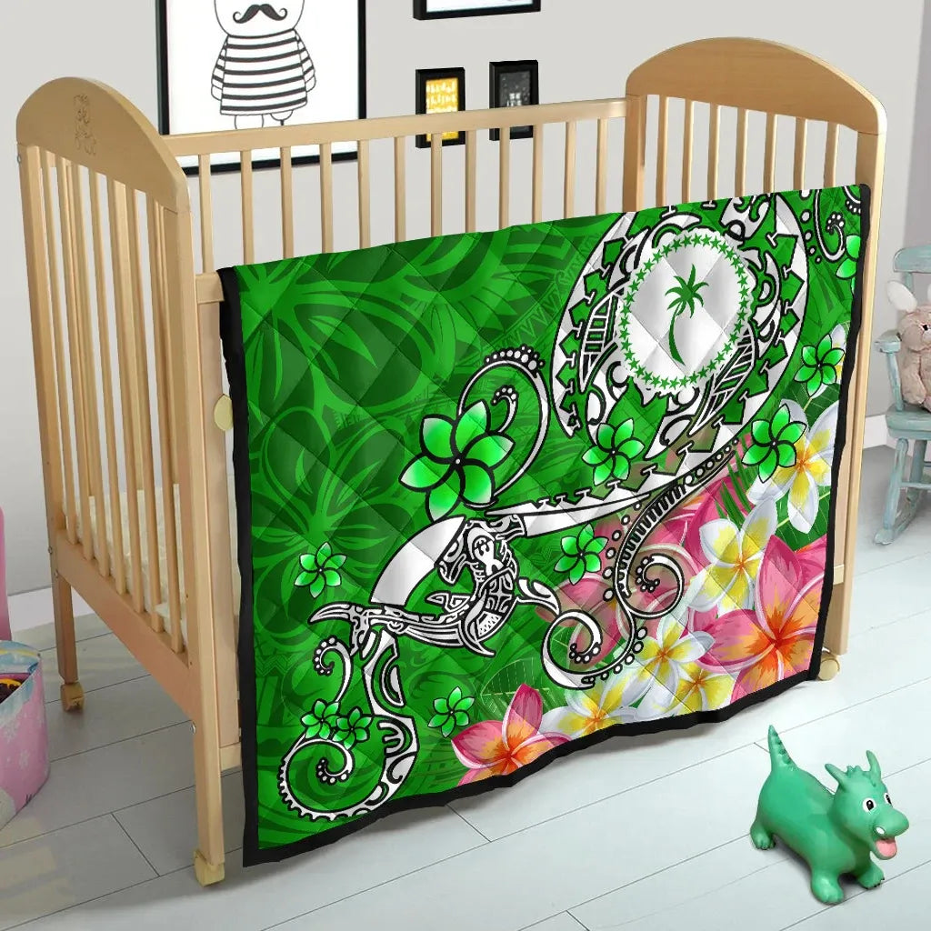 Kosrae Premium Quilt - Turtle Plumeria (Green)