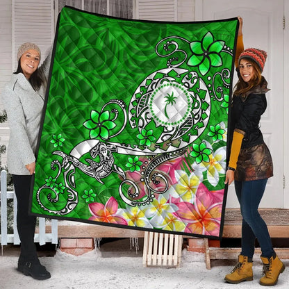 Kosrae Premium Quilt - Turtle Plumeria (Green)