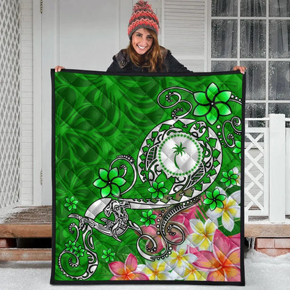 Kosrae Premium Quilt - Turtle Plumeria (Green)
