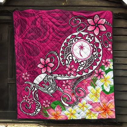 Kosrae Premium Quilt - Turtle Plumeria (Pink)