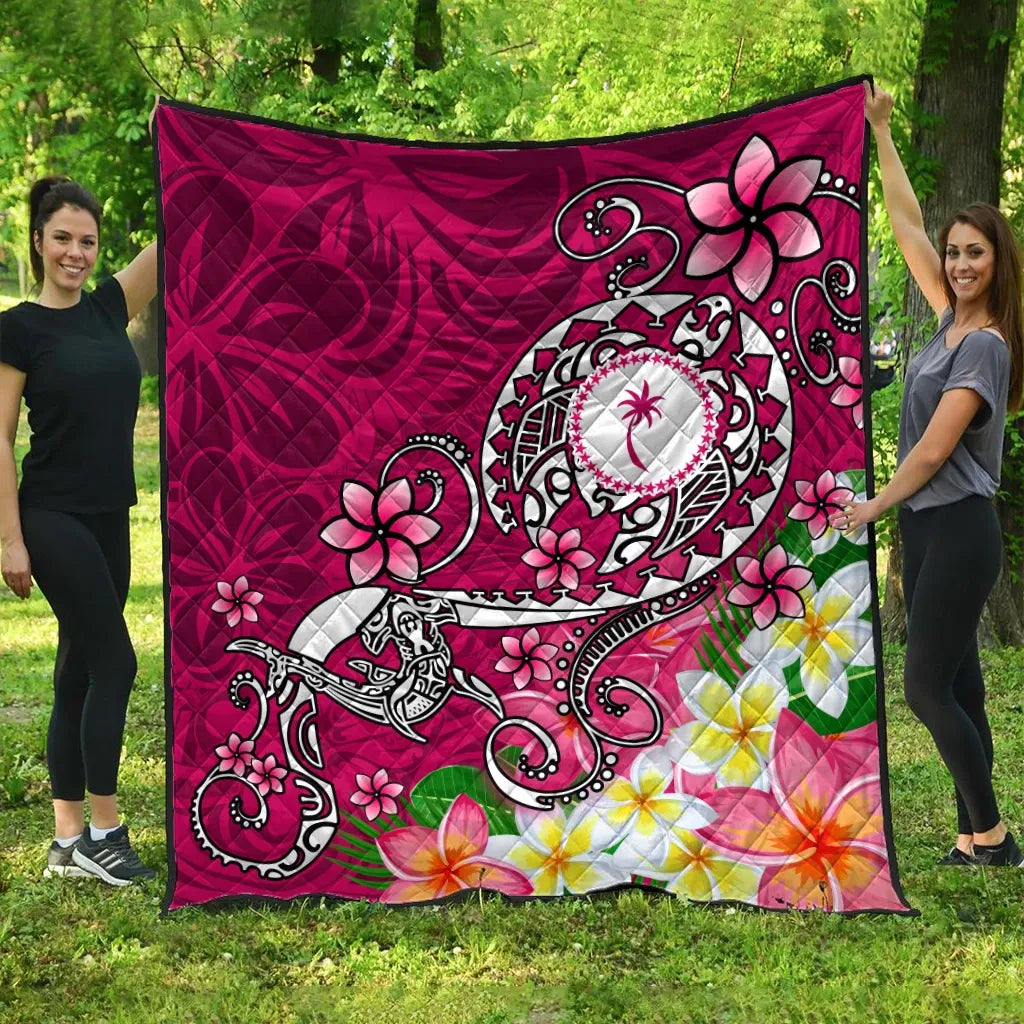 Kosrae Premium Quilt - Turtle Plumeria (Pink)