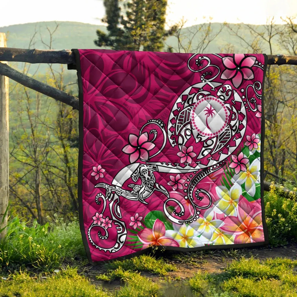 Kosrae Premium Quilt - Turtle Plumeria (Pink)