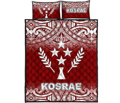 Kosrae Quilt Bed Set - Kosrae Flag Red Fog Style