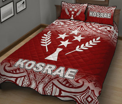Kosrae Quilt Bed Set - Kosrae Flag Red Fog Style