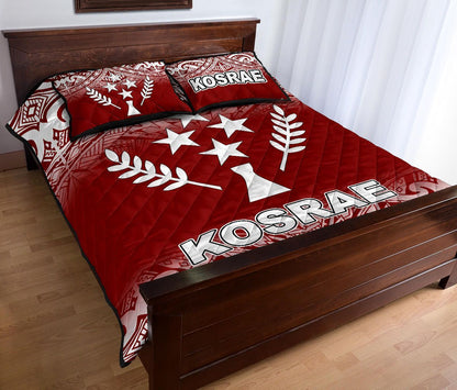Kosrae Quilt Bed Set - Kosrae Flag Red Fog Style
