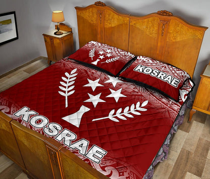 Kosrae Quilt Bed Set - Kosrae Flag Red Fog Style