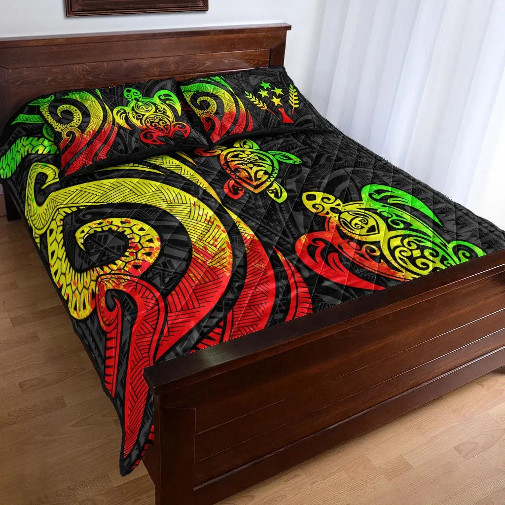 Kosrae Quilt Bed Set - Reggae Tentacle Turtle