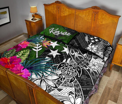 Kosrae Quilt Bed Set - Turtle Plumeria Banana Leaf