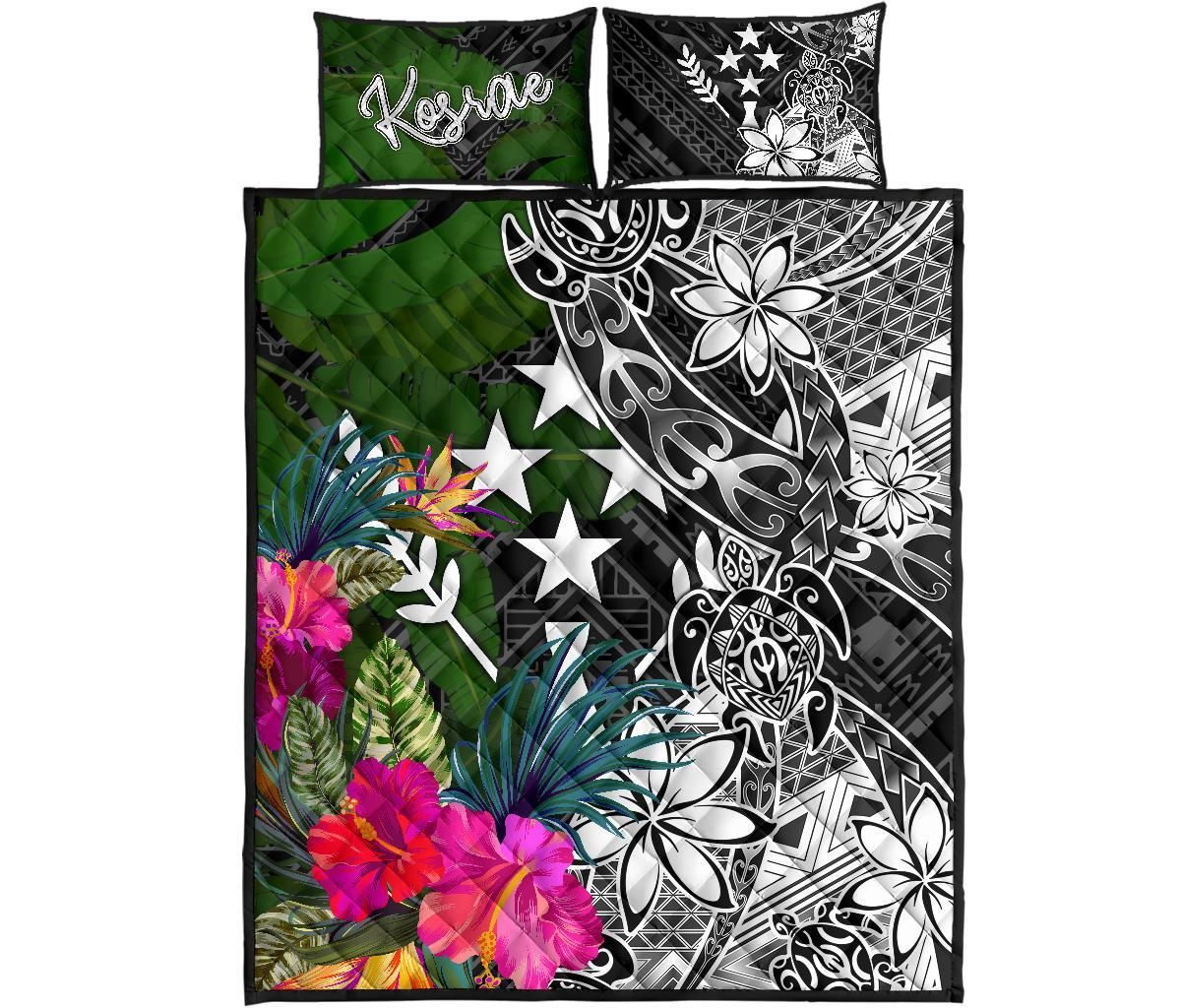 Kosrae Quilt Bed Set - Turtle Plumeria Banana Leaf