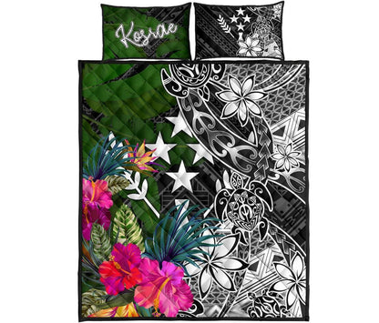 Kosrae Quilt Bed Set - Turtle Plumeria Banana Leaf