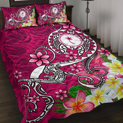 Kosrae Quilt Bed Set - Turtle Plumeria (Pink)