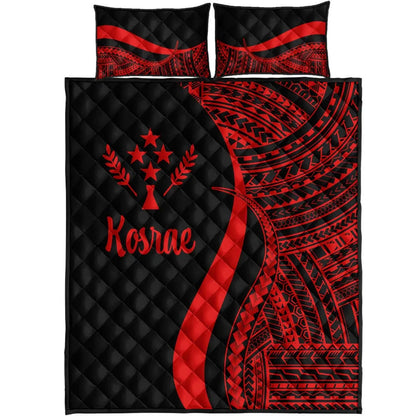 Kosrae Quilt Bed Set - Red Polynesian Tentacle Tribal Pattern