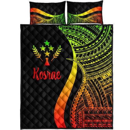 Kosrae Quilt Bed Set - Reggae Polynesian Tentacle Tribal Pattern