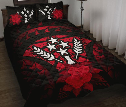 Kosrae Polynesian Quilt Bed Set Hibiscus Red