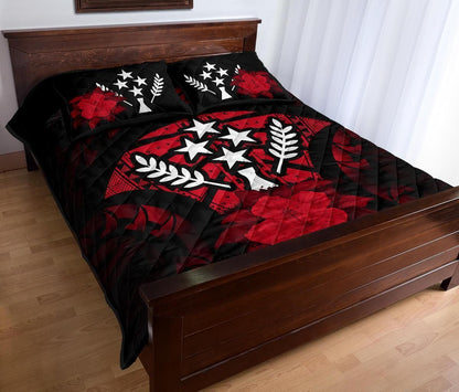 Kosrae Polynesian Quilt Bed Set Hibiscus Red