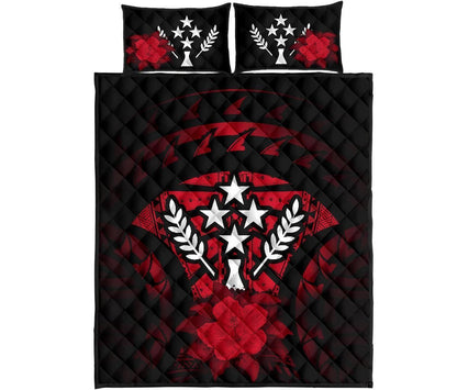 Kosrae Polynesian Quilt Bed Set Hibiscus Red