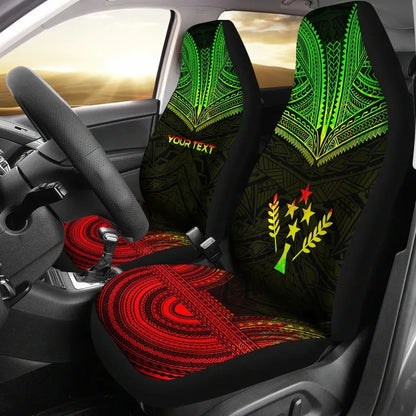 Kosrae Custom Personalised Car Seat Cover - Kosrae Flag Polynesian Chief Tattoo Reggae Version