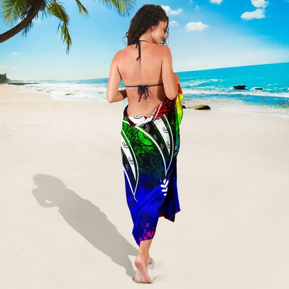 Kosrae Sarong - Tropical Leaf Rainbow Color