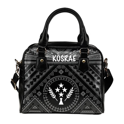 Kosrae Shoulder Handbag - Kosrae Flag In Polynesian Tattoo Style (Black)