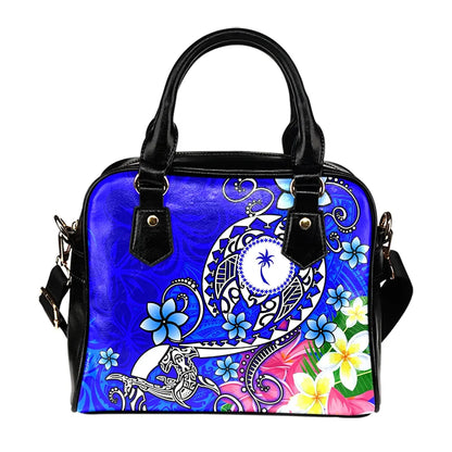 Kosrae Shoulder Handbag - Turtle Plumeria (Blue)