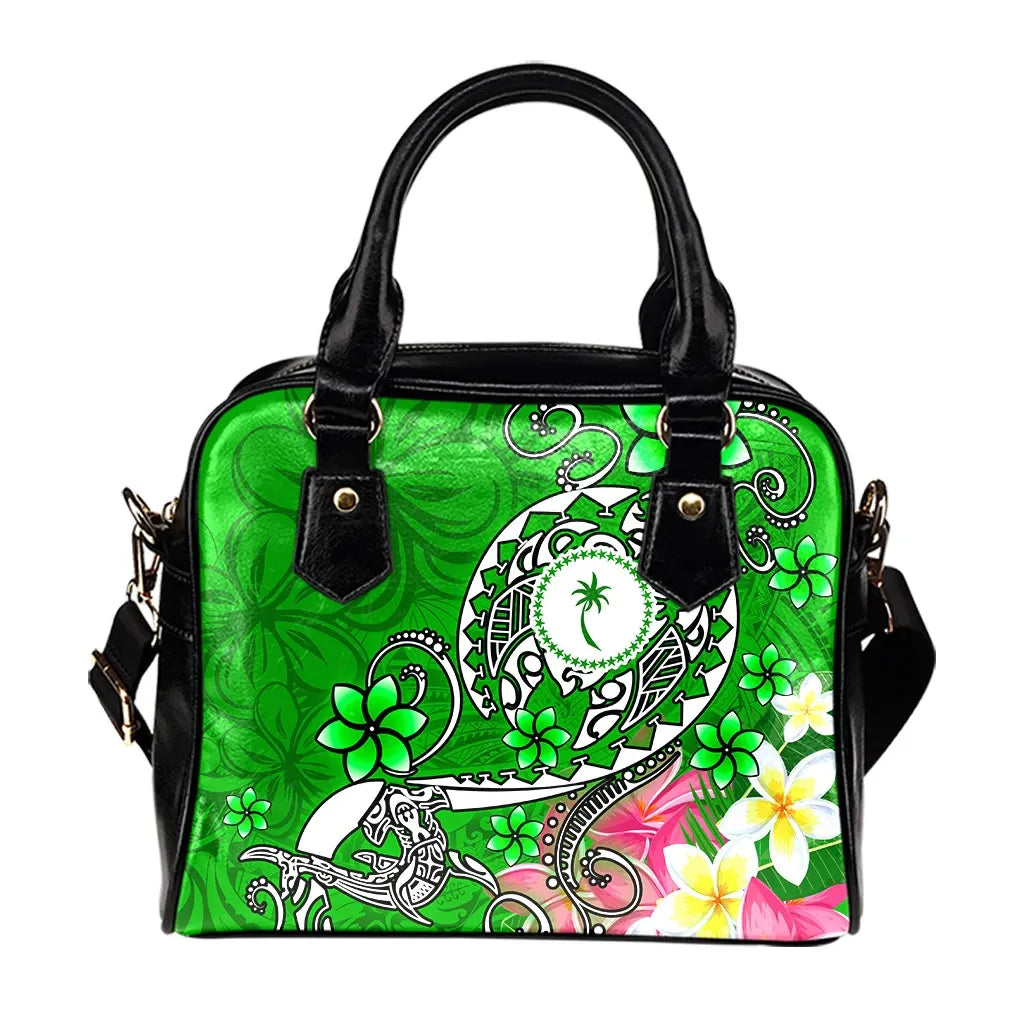 Kosrae Shoulder Handbag - Turtle Plumeria (Green)