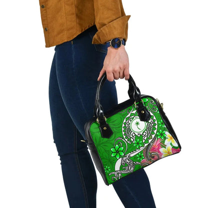 Kosrae Shoulder Handbag - Turtle Plumeria (Green)