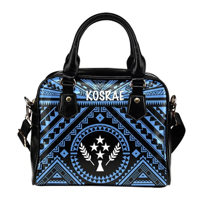 Kosrae Shoulder Handbag - Kosrae Flag In Polynesian Tattoo Style (Blue)