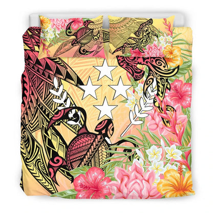 Kosrae State Bedding Set - Flowers Tropical With Sea Animals
