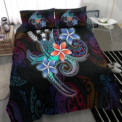Kosrae State Bedding Set - Plumeria Flowers Style