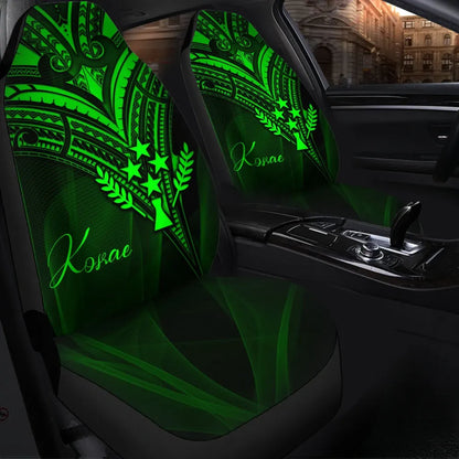 Kosrae State Car Seat Cover - Green Color Cross Style