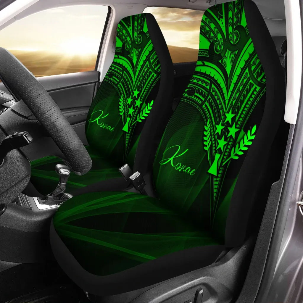 Kosrae State Car Seat Cover - Green Color Cross Style