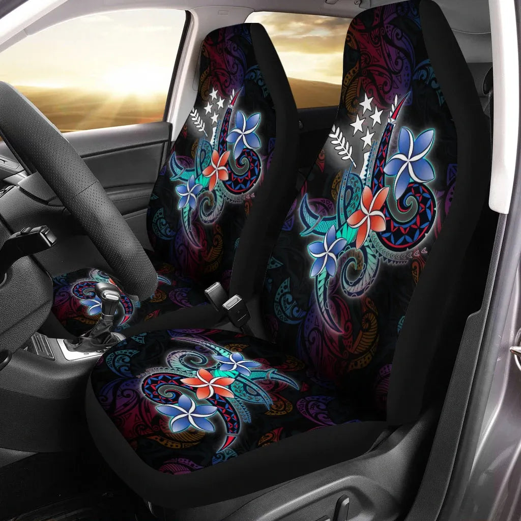 Kosrae State Car Seat Cover - Plumeria Flowers Style