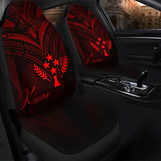 Kosrae State Car Seat Cover - Red Color Cross Style