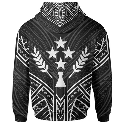 Kosrae State Hoodie - Kosrae State Seal Black Tribal Patterns