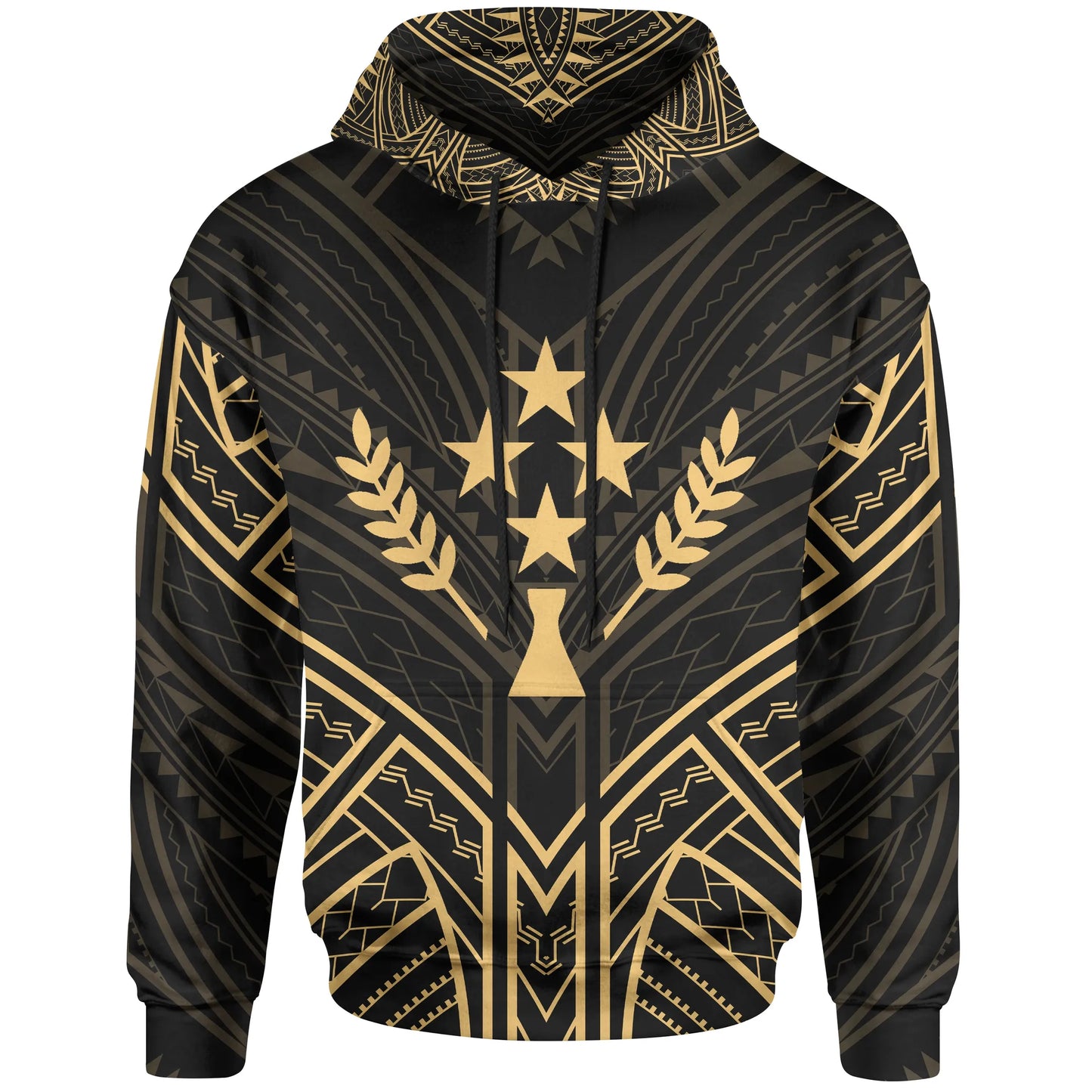 Kosrae State Hoodie - Kosrae State Seal Gold Tribal Patterns