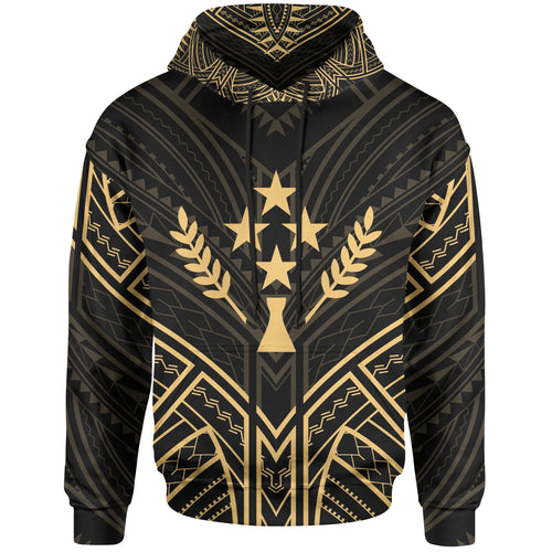 Kosrae State Hoodie - Kosrae State Seal Gold Tribal Patterns