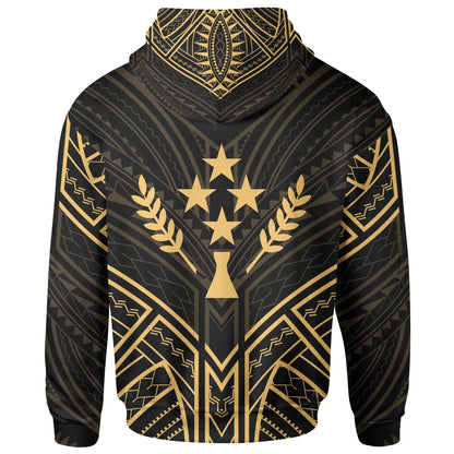 Kosrae State Hoodie - Kosrae State Seal Gold Tribal Patterns