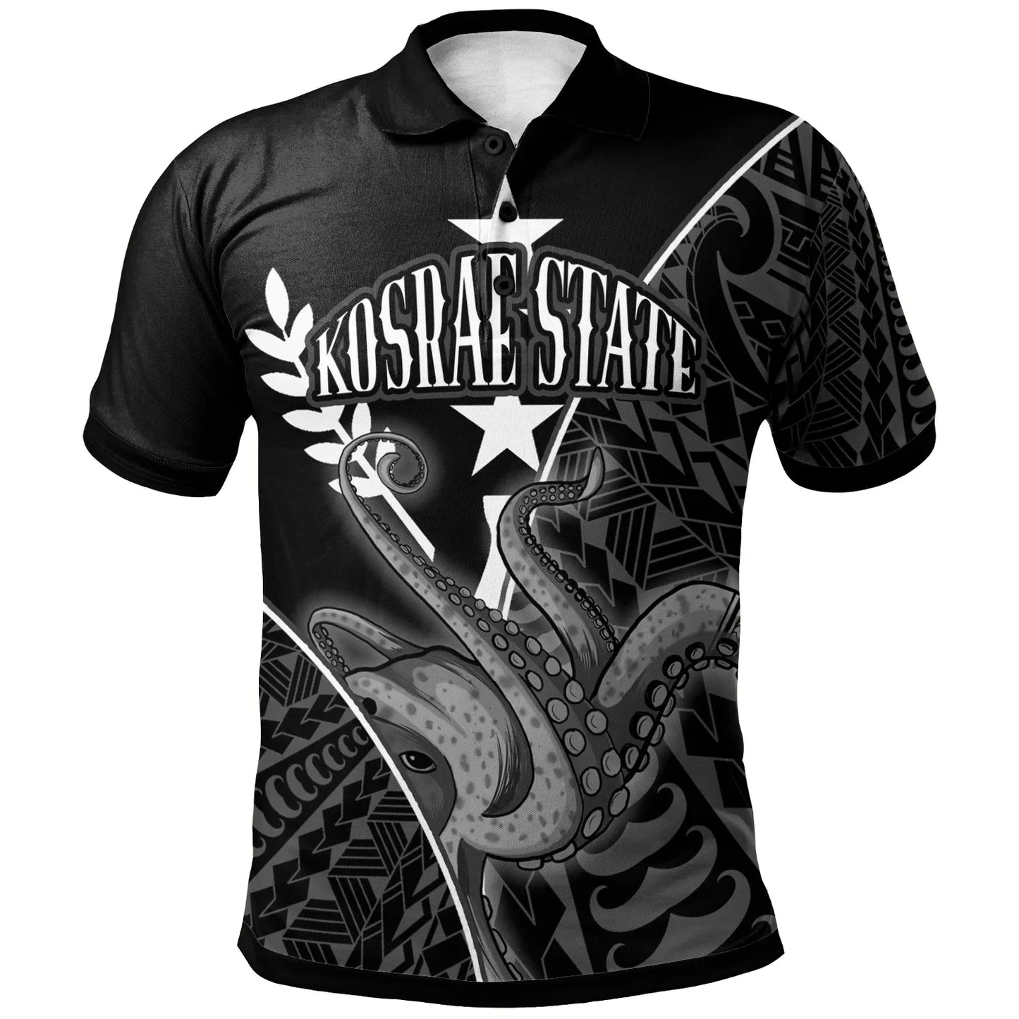 Kosrae State Polo Shirt - Octopus Style White Color