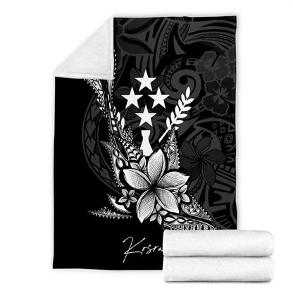 Kosrae State Premium Blanket - Fish With Plumeria Flowers Style