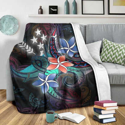 Kosrae State Premium Blanket - Plumeria Flowers Style