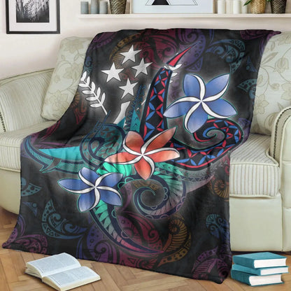 Kosrae State Premium Blanket - Plumeria Flowers Style