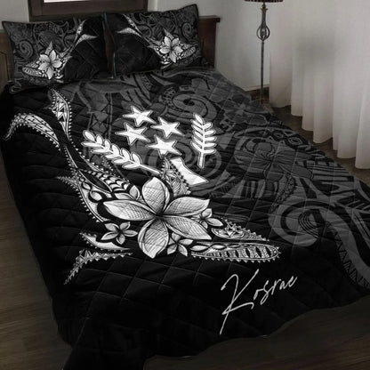 Kosrae State Quilt Bed Set - Fish With Plumeria Flowers Style