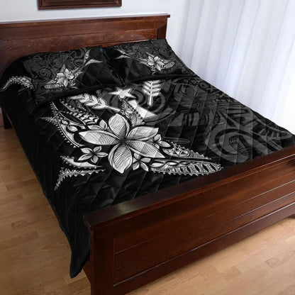 Kosrae State Quilt Bed Set - Fish With Plumeria Flowers Style