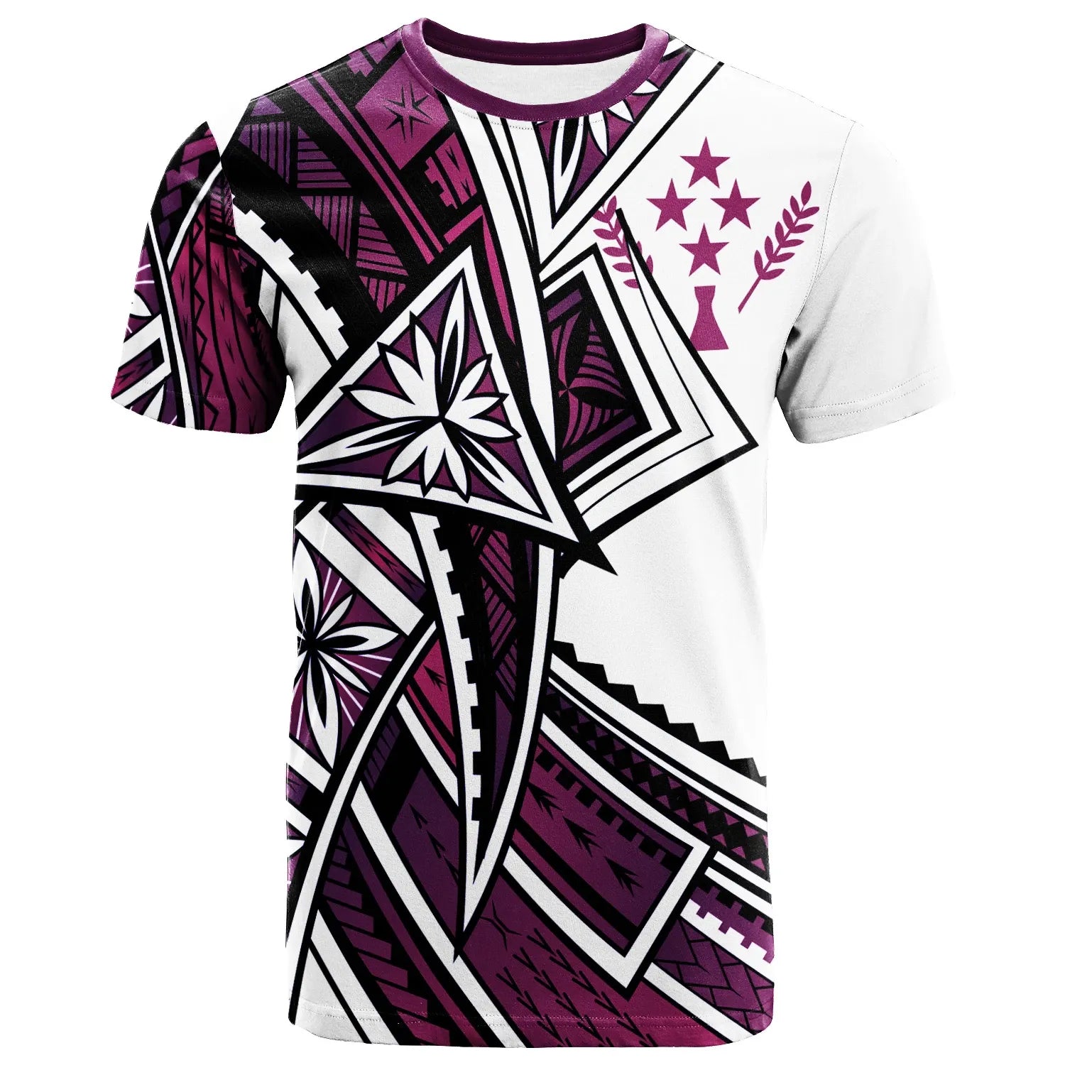 Kosrae T-Shirt - Tribal Flower Special Pattern Purple Color
