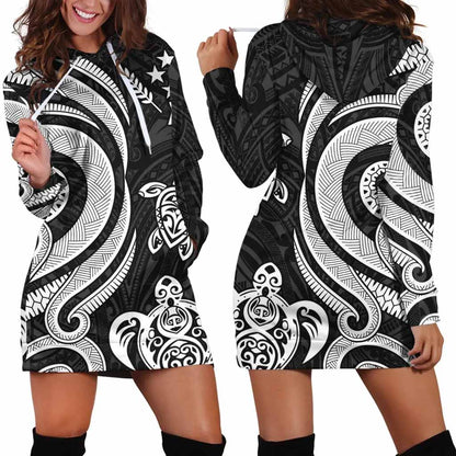 Kosrae Female Hoodie Dress - White Tentacle Turtle