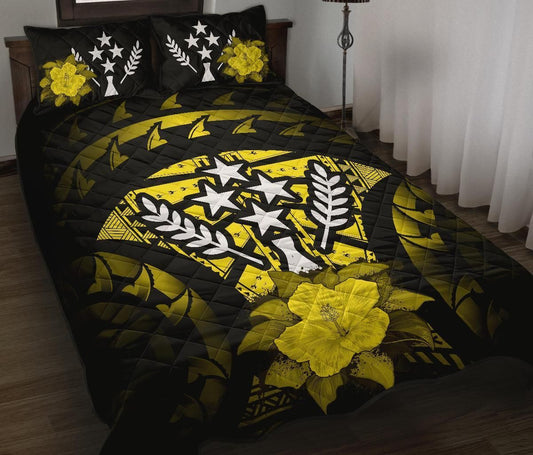 Kosrae Polynesian Quilt Bed Set Hibiscus Yellow